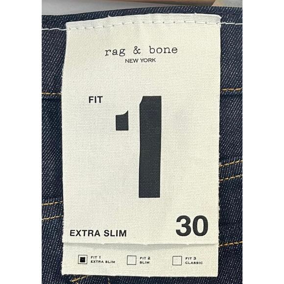 NWT Rag & Bone 'FIT 1' Men's Extra Slim Fit Jeans Indigo Rinse Selvedge sz. 30 - Picture 8 of 9